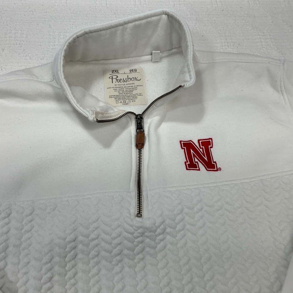 Pressbox Nebraska Cornhuskers White Quilted Quarter Zip Pullover Womens 2XL‎ - Picture 4 of 10